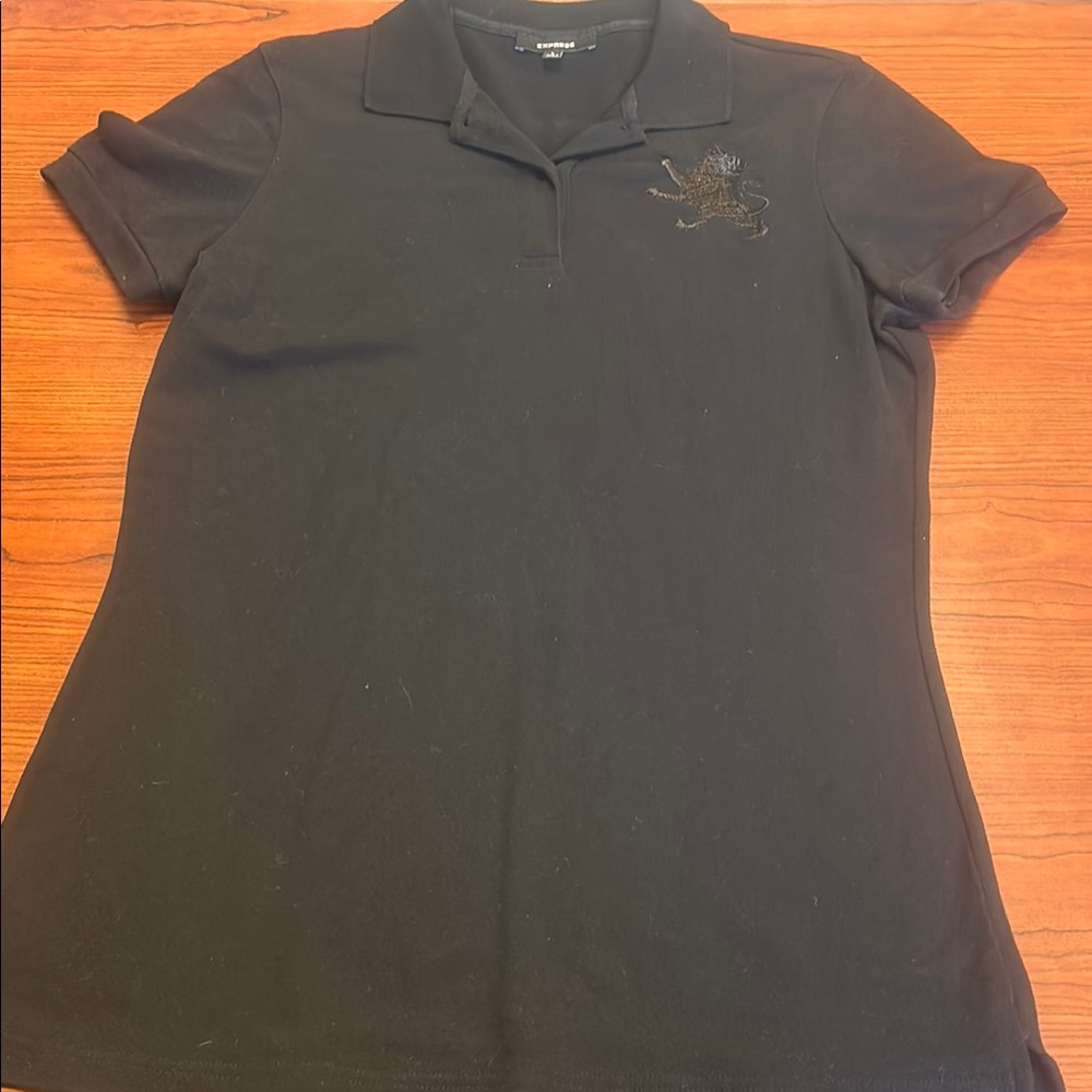 Express Women's Black Polo Shirt